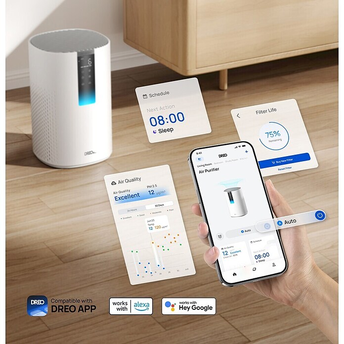 Purificador de aire Dreo Macro AP605S (18 W, 22,9 x 22,9 x 36,1 cm, 18 m²) | BAUHAUS