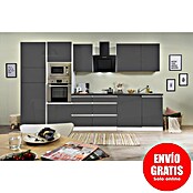Respekta Premium Composición de cocina (Ancho: 345 cm, Con dispositivos eléctricos, Gris de alto brillo)