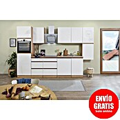 Respekta Premium Cocina modular completa Lorena (Ancho: 330 cm, Roble/Blanco, Decoración encimera: Efecto madera, Brillo intenso, Sin electrodomésticos) | BAUHAUS