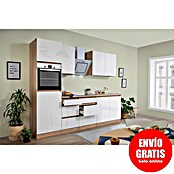 Respekta Premium Cocina modular completa Lorena (Ancho: 270 cm, Roble/Blanco, Decoración encimera: Efecto madera, Brillo intenso, Sin electrodomésticos) | BAUHAUS
