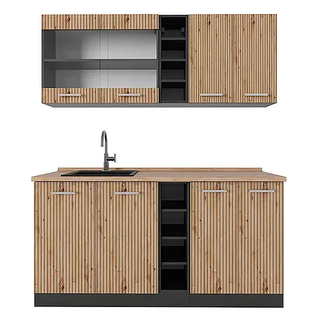 Vicco  Singleküche R-Line Artisan Eiche/Anthrazit, AP Eiche