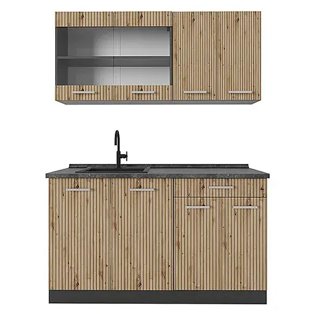 Vicco Singleküche R-Line, Artisan-Eiche, 140 cm