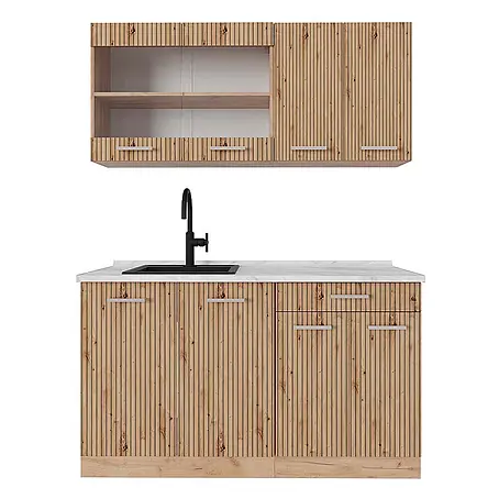 Vicco Singleküche R-Line, Artisan-Eiche/Goldkraft Eiche, 140 cm