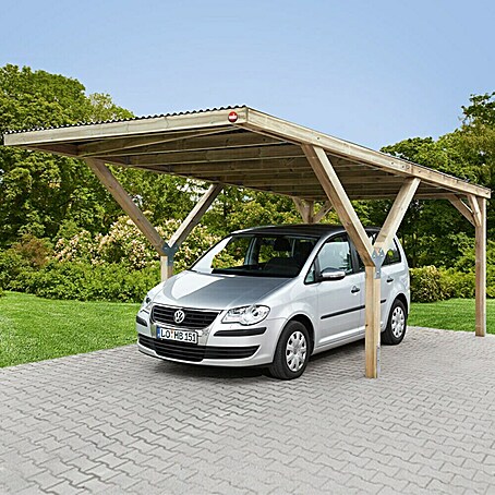 Weka Carport (Außenmaß inkl. Dachüberstand (B x T): 3,06 x 6,06 m, Einzelcarport)