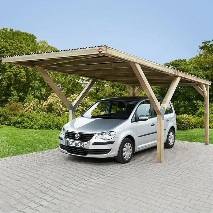 Weka Carport - Außenmaß inkl. Dachüberstand (B x T): 3,06 x 6,06 m, Einzelcarport - Geräumiger Carport aus Holz für Fahrzeuge. Bietet Schutz vor Witterungseinflüssen und ist eine praktische Ergänzung für jeden Garten.