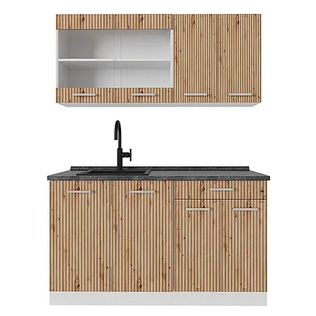 Vicco  Singleküche R-Line Artisan Eiche/Weiß, AP Anthrazit