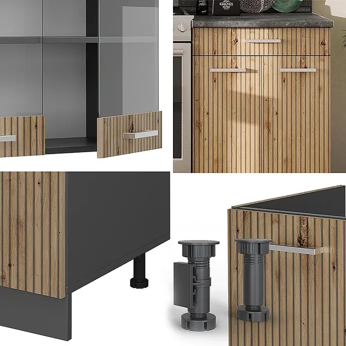Vicco Küchenzeile R-Line Artisan Eiche/Anthrazit, AP Eiche - Breite: 200 cm, Artisan-Eiche, Ohne Elektrogeräte