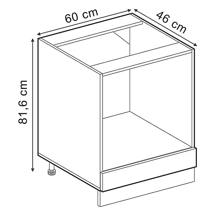 Vicco Schrankküche R-Line Artisan-Eiche ohne Arbeitsplatte - Artisan-Eiche, Herdumbauschrank 60 cm - Küchenunterschrank, 60x46x81,6 cm, mit verstellbaren Füßen und Sockel.
