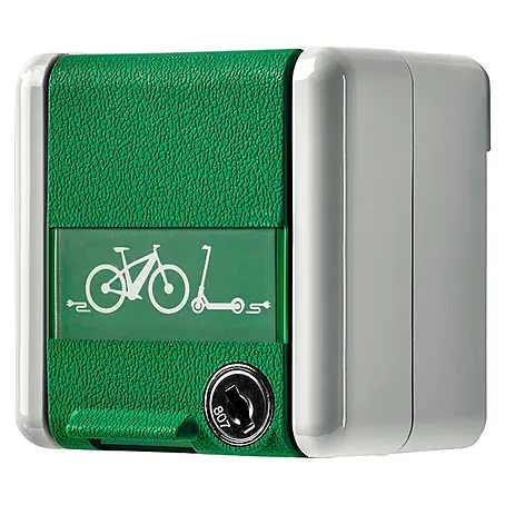 Jung  Feuchtraum-Steckdose mit Schloss & E-Bike Ladesymbol