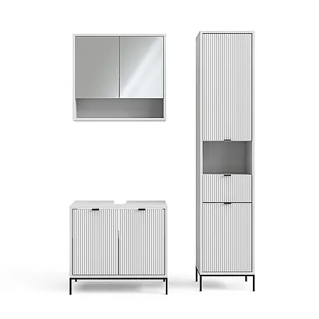 Vicco  Badmöbel-Set Eliza Weiß 3 Teile, mit Hochschrank