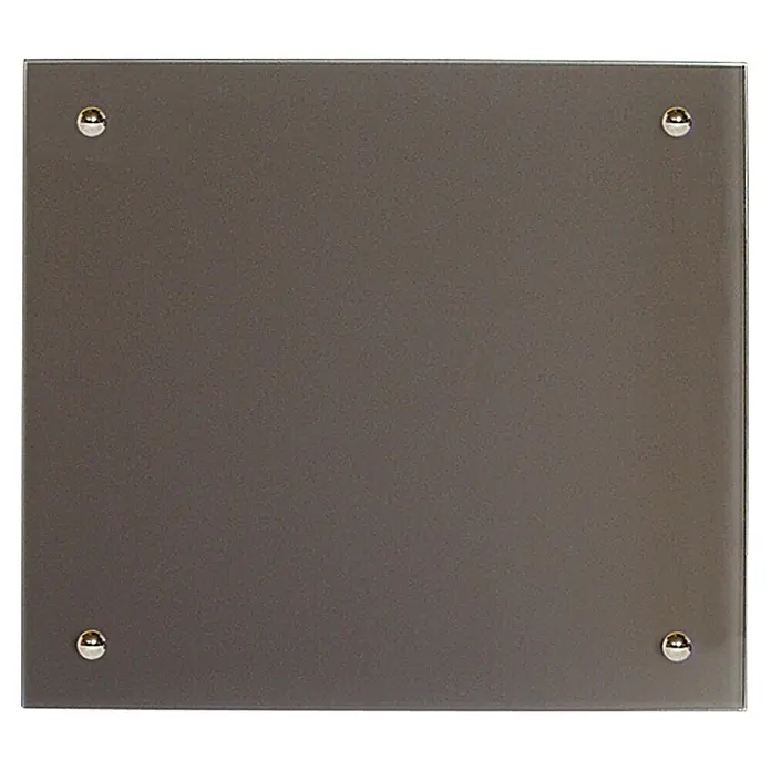 Admiral Infrarot-Glasheizkörper - 500 x 500 mm, 350 W, Beige, Grau - Graues Glas-Whiteboard mit silbernen Befestigungen. Das elegante Board ist ideal für Notizen und zur Organisation im Büro oder Zuhause.