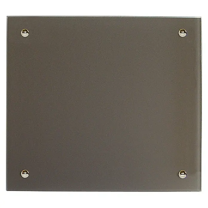 Admiral Infrarot-Glasheizkörper - 500 x 500 mm, 350 W, Beige, Grau - Graues Glas-Whiteboard mit silbernen Befestigungen. Das elegante Board ist ideal für Notizen und zur Organisation im Büro oder Zuhause.