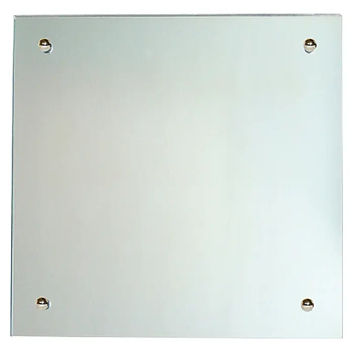 Admiral Infrarot-Spiegelheizkörper - 500 x 500 mm, 350 W - Quadratischer Spiegel mit abgerundeten Ecken und vier Chromschrauben für die Wandmontage, ideal für Badezimmer.
