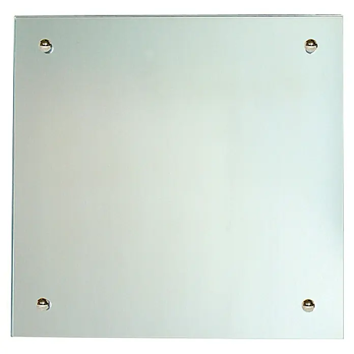Admiral Infrarot-Spiegelheizkörper - 500 x 500 mm, 350 W - Quadratischer Spiegel mit abgerundeten Ecken und vier Chromschrauben für die Wandmontage, ideal für Badezimmer.