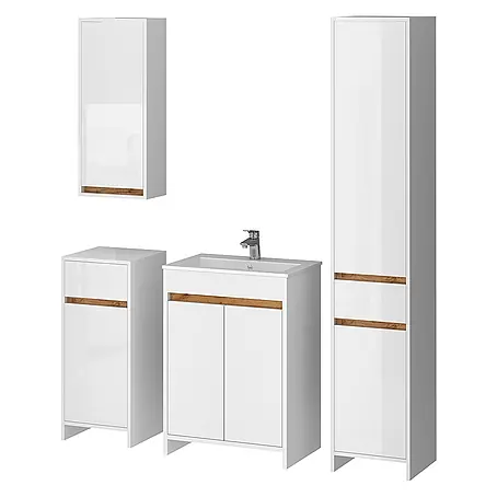 Vicco  Badmöbel-Set Lemgo Weiß Hochglanz 5er-Set