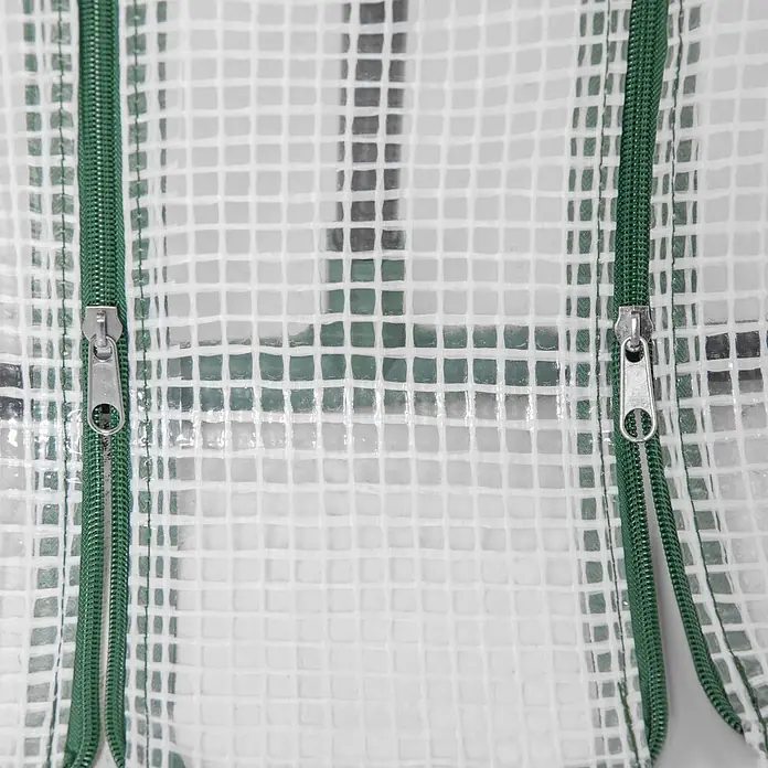 Outsunny Gewächshaus - 180 x 90 cm, Material Seitenwand: Kunststoff, 0,3 mm, Weiß - Transparente, gitterverstärkte Kunststoff-Gewächshausabdeckung mit grünen Reißverschlüssen.