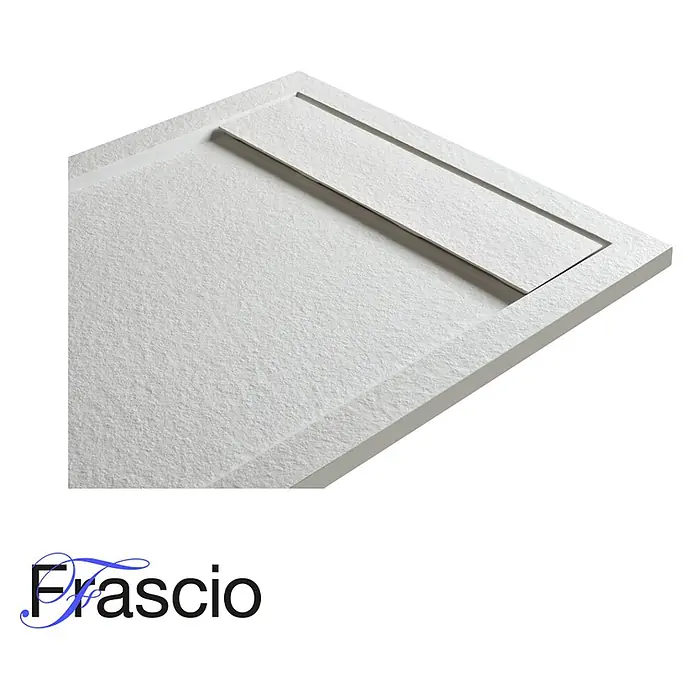 FRASCIO New Tecnology Duschwanne Duschwanne - L x B: 1.500 x 700 mm, Verbundwerkstoff, Braun - Hellgraue, strukturierte Duschwanne mit rechteckiger Ablaufabdeckung.
