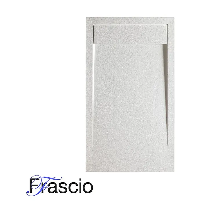 FRASCIO New Tecnology Duschwanne Duschwanne - L x B: 1.500 x 700 mm, Verbundwerkstoff, Braun - Weiße, strukturierte, rechteckige Duschwanne mit integriertem linearem Ablauf.