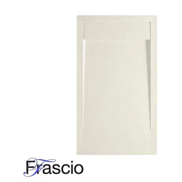 FRASCIO New Tecnology Duschwanne Duschwanne - L x B: 1.600 x 800 mm, Verbundwerkstoff, Braun - Creme-farbene texturierte Duschwanne mit integrierter linearer Ablaufabdeckung.
