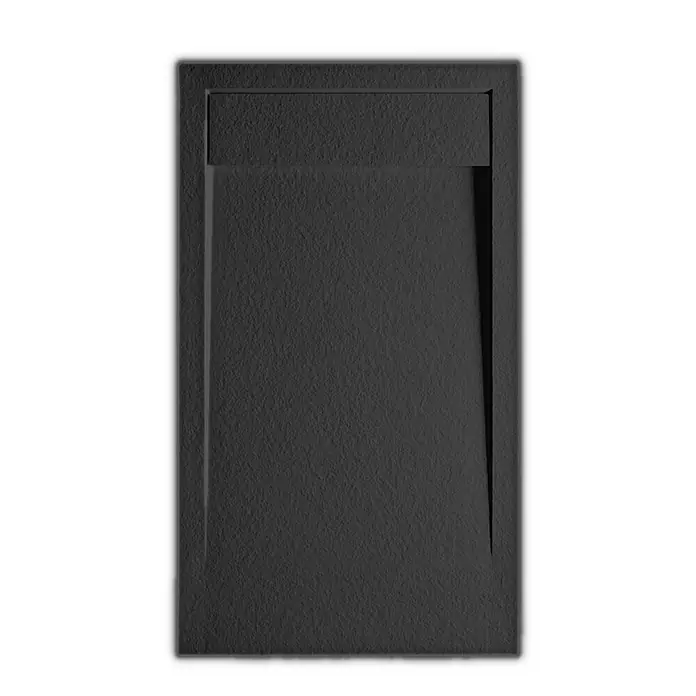 FRASCIO New Tecnology Duschwanne Duschwanne - L x B: 1.650 x 900 mm, Verbundwerkstoff, Braun - Dunkelgraue texturierte Duschwanne mit integriertem Linienablauf.