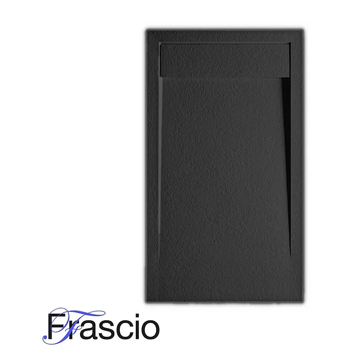 FRASCIO New Tecnology Duschwanne Duschwanne - L x B: 1.650 x 900 mm, Verbundwerkstoff, Braun - Schwarze texturierte Duschwanne mit integriertem linearem Ablauf.