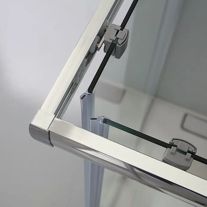 Kiamami Valentina Eckdusche - 700 x 700 x 1.850 cm, Transparent, Stärke: 6 mm - Verchromte Duschkabineecke mit Schiebetürmechanismus, Klarglas und transparenten Dichtungen.