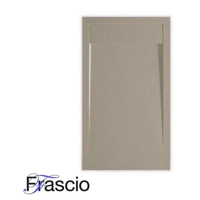 FRASCIO New Tecnology Duschwanne Duschwanne - L x B: 1.550 x 700 mm, Verbundwerkstoff, Grau - Rechteckige beigefarbene Duschwanne mit strukturierter Steinoptik und Linienablauf.