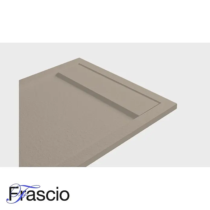 FRASCIO New Tecnology Duschwanne Duschwanne - L x B: 1.550 x 700 mm, Verbundwerkstoff, Grau - Beige, texturierte Duschwanne mit integriertem linearem Ablauf.