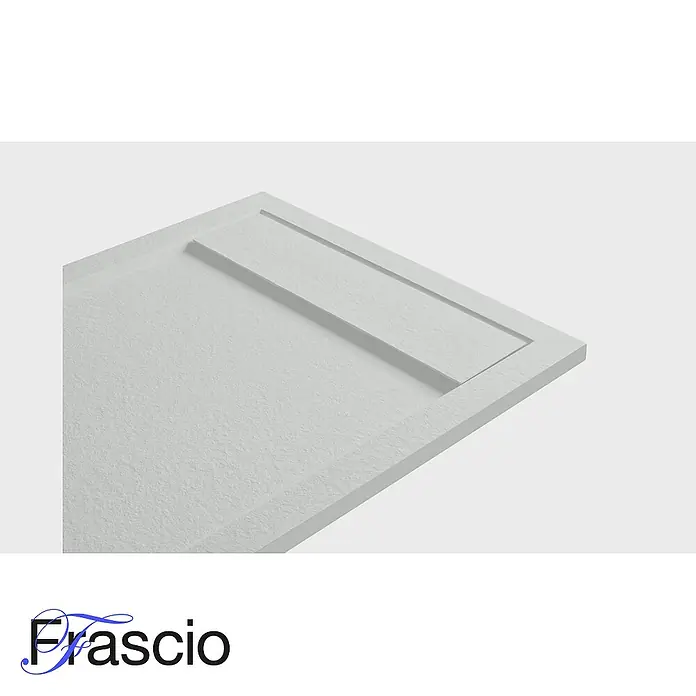 FRASCIO New Tecnology Duschwanne Duschwanne - L x B: 1.750 x 900 mm, Verbundwerkstoff, Braun - Hellgraue, strukturierte Duschwanne aus Harz mit integriertem linearem Ablauf.