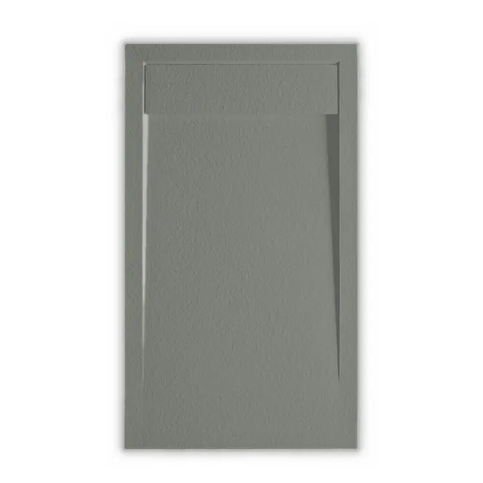 FRASCIO New Tecnology Duschwanne Duschwanne - L x B: 1.600 x 700 mm, Verbundwerkstoff, Weiß - Graue, strukturierte Duschwanne mit integrierter linearer Ablaufrinne am oberen Rand.