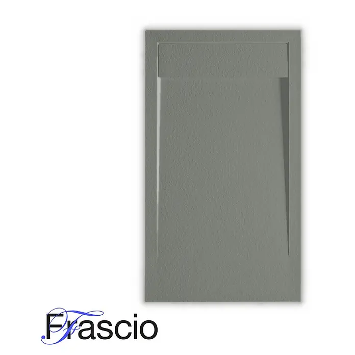 FRASCIO New Tecnology Duschwanne Duschwanne - L x B: 1.600 x 700 mm, Verbundwerkstoff, Weiß - Graue texturierte Duschwanne mit integriertem linearen Ablauf.