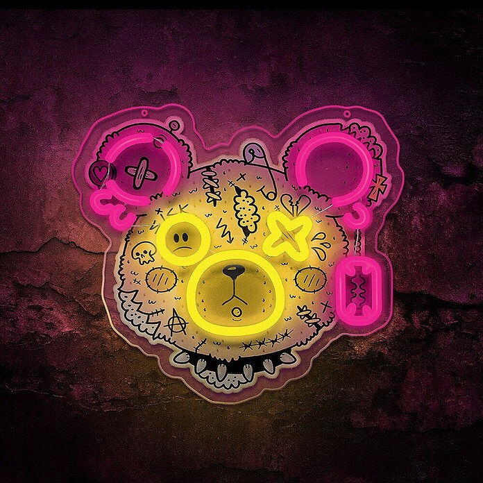 Lámpara LED decorativa Neon Punk Teddy Bear (Blanco, Oso) | BAUHAUS