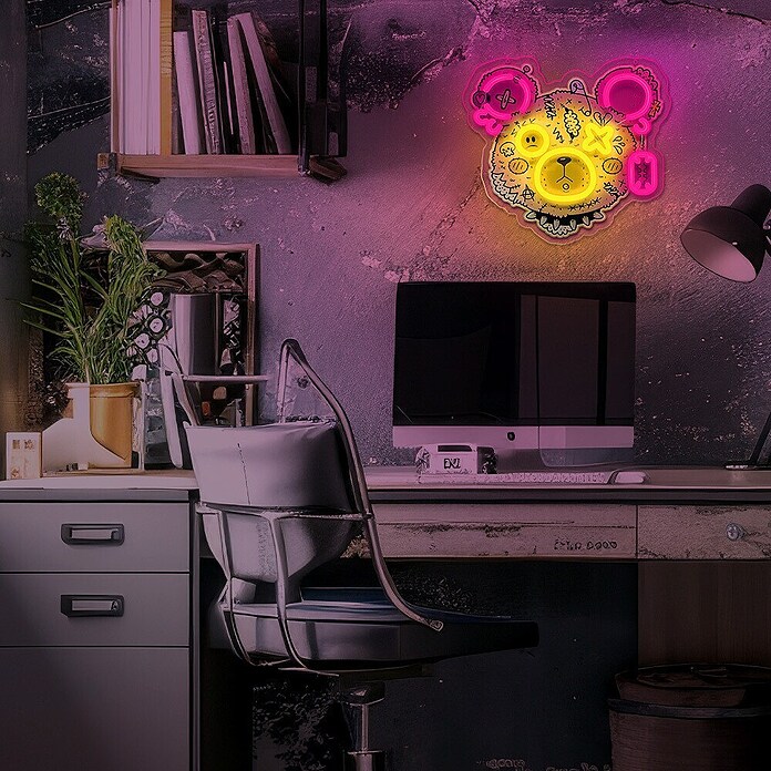 Lámpara LED decorativa Neon Punk Teddy Bear (Blanco, Oso) | BAUHAUS