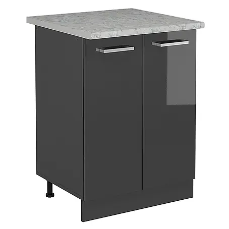 Vicco  Schrankküche R-Line Anthrazit Hochglanz AP Marmor