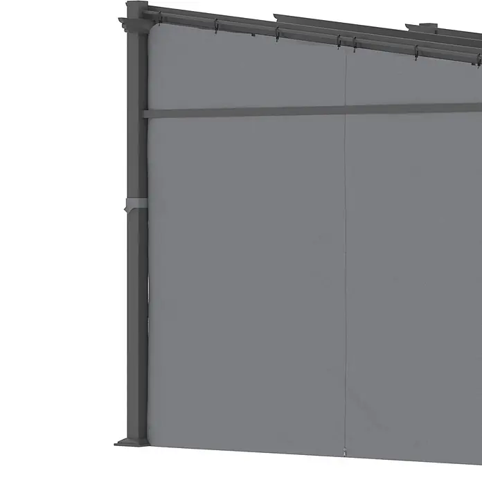Outsunny Raffpavillon - Farbe Dach: Dunkelgrau - Graues Stoff-Seitenpaneel für Pergola, mit Aufhängemechanismus, als Sichtschutz.