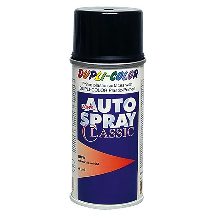 Dupli-Color Acryl-Autospray Classic - BMW, Schwarz II, 150 ml - Dose Dupli-Color Auto Spray Classic. Ideal für die Vorbehandlung von Kunststoffoberflächen mit Dupli-Color Plastic-Primer.