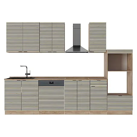 Vicco  Küchenzeile Fame-Line Eiche Paneel/Goldkraft Eiche mit Hochschrank, AP Eiche