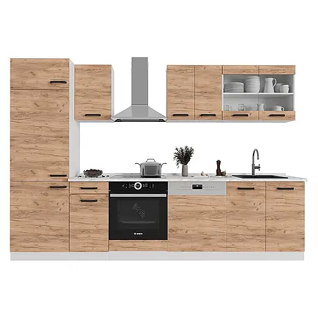 Vicco  Küchenzeile R-Line Goldkraft Eiche/Weiß ohne Arbeitsplatte