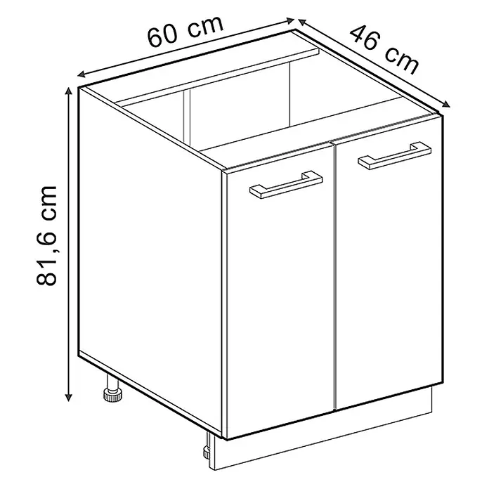 Vicco Schrankküche R-Line Weiß Landhaus, AP Eiche - Weiß Landhaus, Unterschrank 60 cm - Zweitüriger modularer Küchenunterschrank, 60x46x81,6 cm, mit Griffen und verstellbaren Füßen.