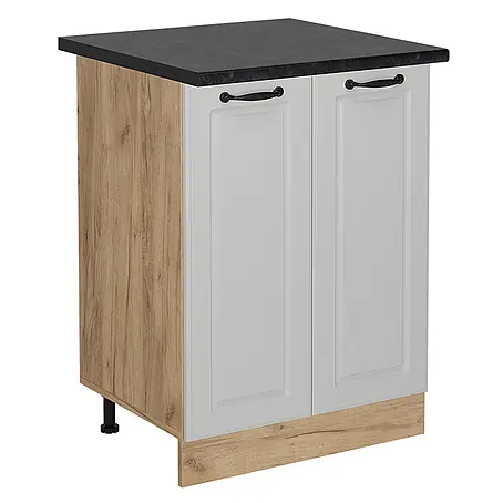 Vicco  Schrankküche R-Line Weiß Landhaus, AP Anthrazit