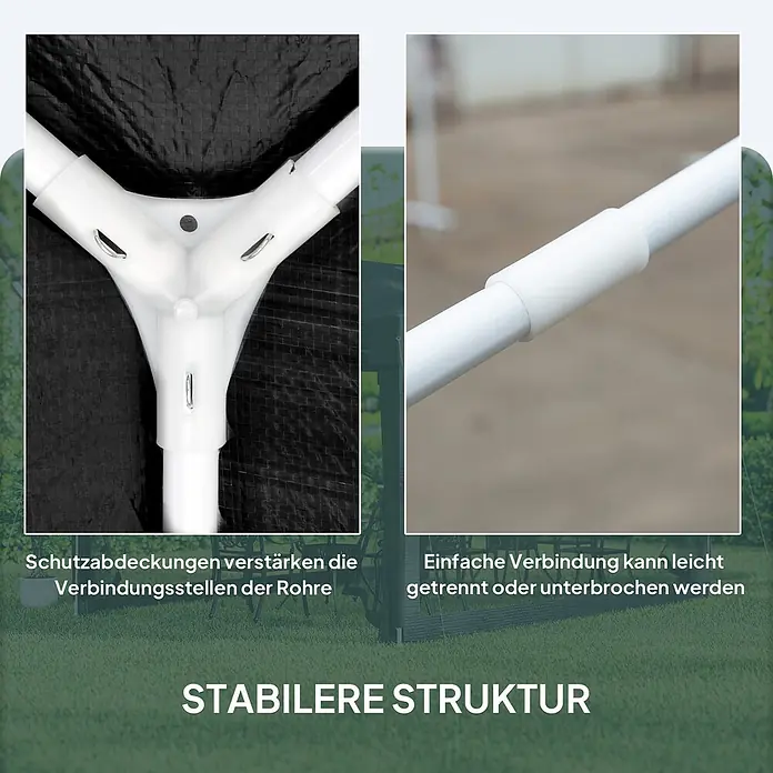 Outsunny Standard-Pavillon - Farbe Gestell: Schwarz, Metall - Weiße Rohrverbinder mit verstärkten Gelenken und einfachen Steckverbindungen für eine stabilere Struktur.