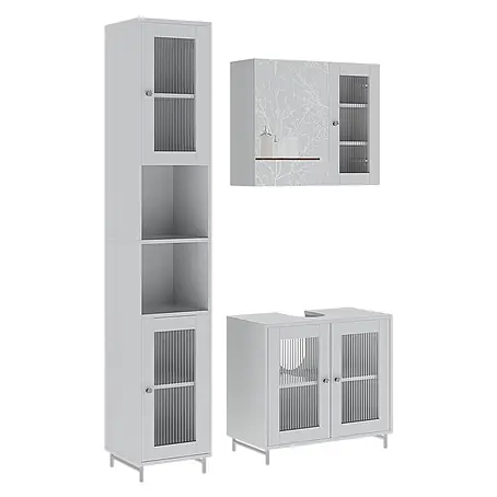Vicco  Badmöbel-Set Malte Weiß 3 Teile mit Hochschrank