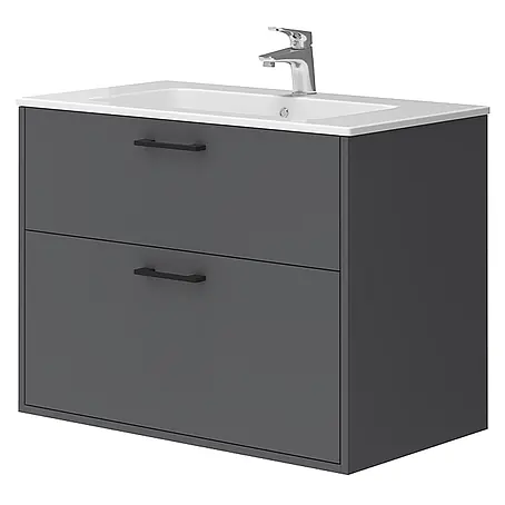 Vicco  Badmöbel-Set Lanco Anthrazit mit Waschbecken