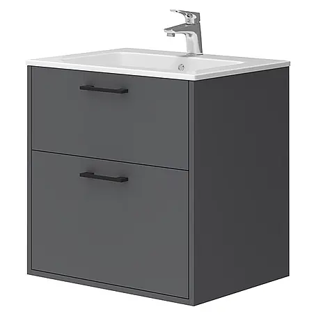 Vicco  Badmöbel-Set Lanco Anthrazit mit Waschbecken