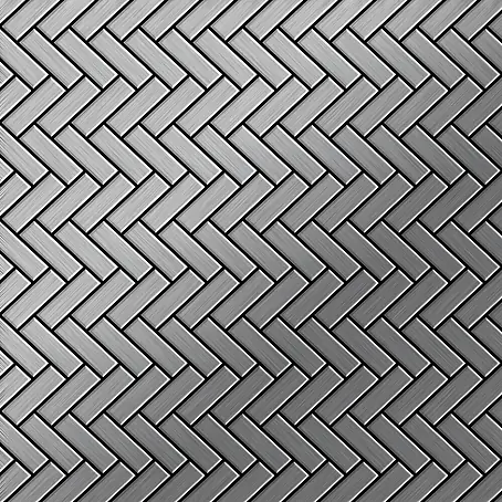 ALLOY  Mosaikfliese Mosaik Fliese massiv Edelstahl hochglanz grau 1,6mm Herringbone-S-S-M