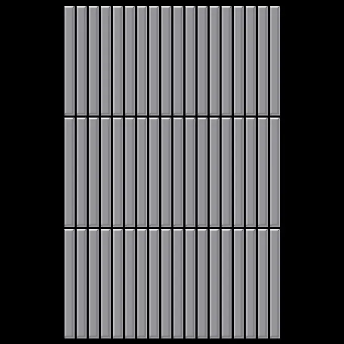 ALLOY Mosaikfliese Mosaik Fliese massiv Metall Edelstahl matt grau 1,6mm stark Linear-S-S-MA - 316 x 297 mm, Grau, Silber, Matt - Graue, vertikal ausgerichtete rechteckige Mosaikfliesen mit leichtem 3D-Effekt.