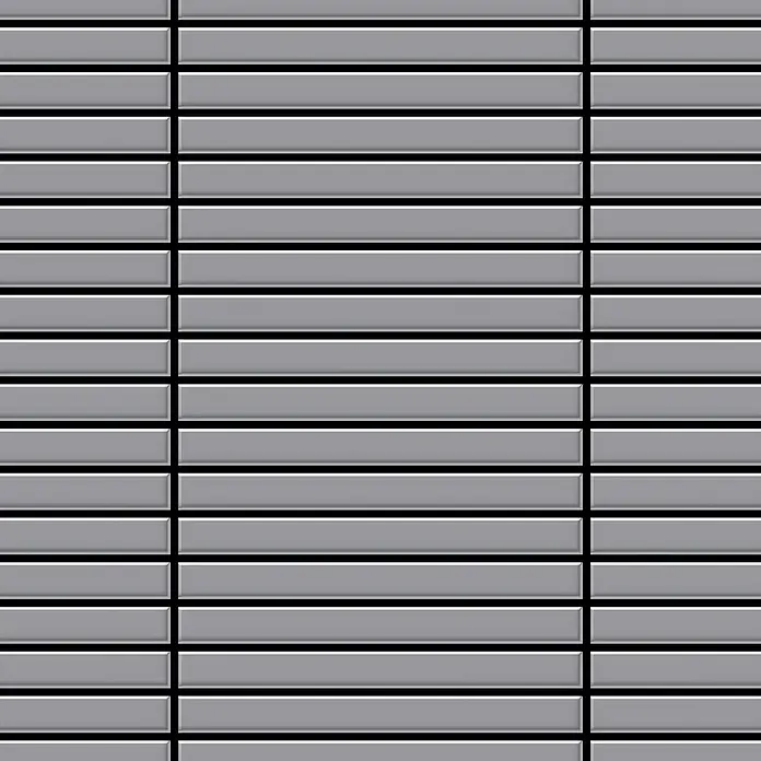 ALLOY Mosaikfliese Mosaik Fliese massiv Metall Edelstahl matt grau 1,6mm stark Linear-S-S-MA - 316 x 297 mm, Grau, Silber, Matt - Helles graues rechteckiges Fliesenmuster mit subtilem 3D-Effekt.