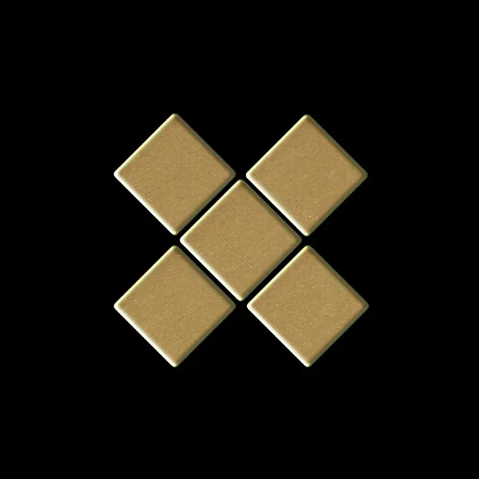 ALLOY Mosaikfliese Mosaik Fliese massiv Metall Messing gewalzt gold 1,6mm stark Diamond-BM - 319 x 319 mm, Gold, Sonstiges - Goldene, texturierte Rautenfliesen bilden eine X-Form, geeignet für Mosaike oder Dekoration.