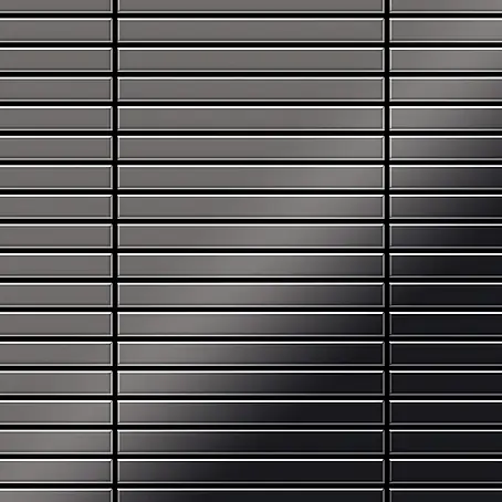 ALLOY  Mosaikfliese Mosaik Fliese massiv Metall Titan hochglanz dunkelgrau 1,6mm Linear-Ti-SM