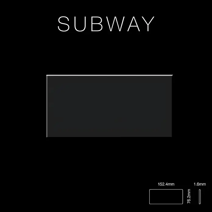 ALLOY Mosaikfliese Mosaik Fliese massiv Metall Titan hochglanz dunkelgrau 1,6mm Subway-Ti-SM - 76 x 152 mm, Schwarz, Grau, Hochglänzend - Dunkle rechteckige Subway-Fliese, 152,4mm x 76,2mm mit 1,6mm Dicke.